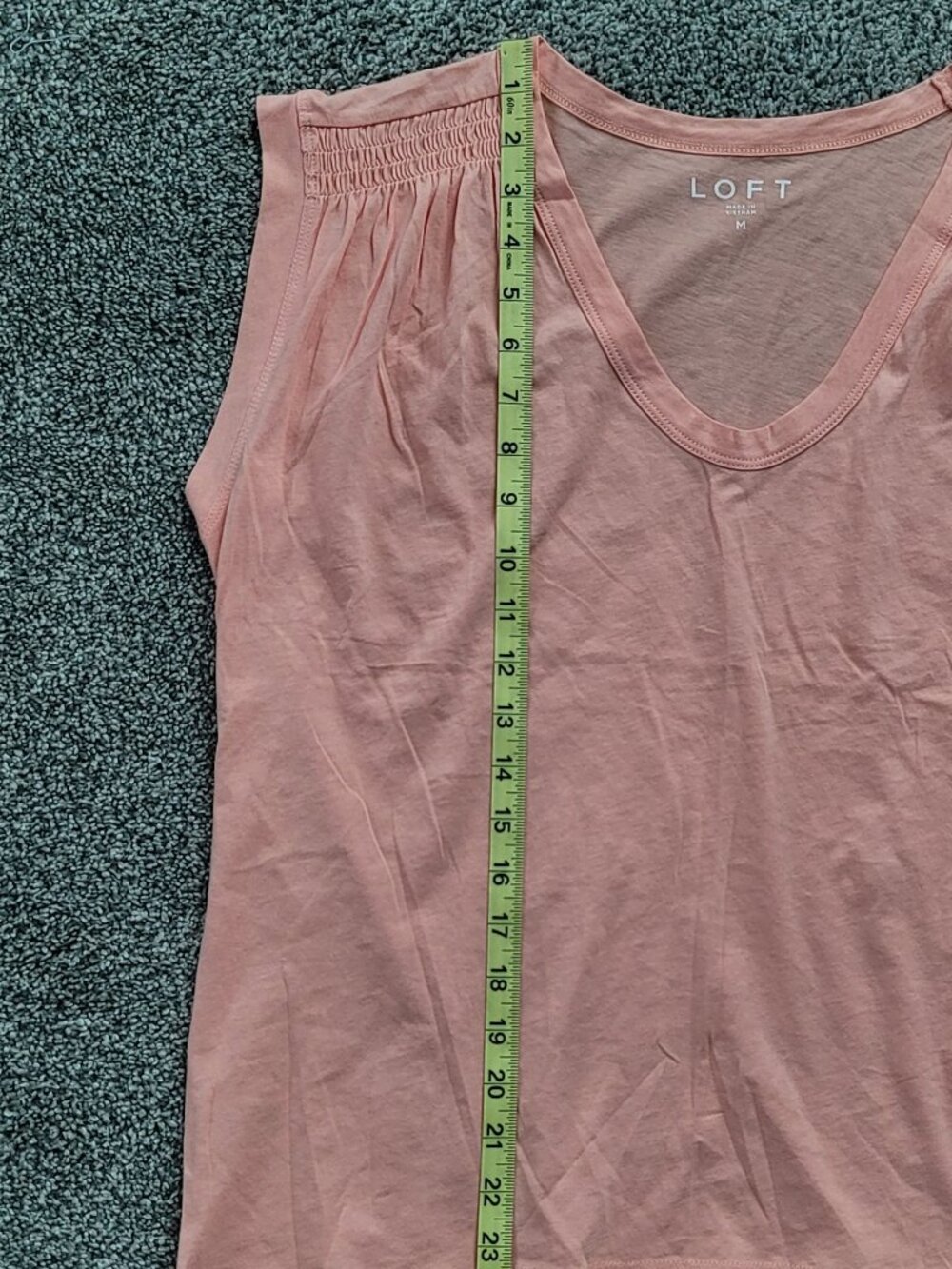 LOFT Womens Peach Smocked Shoulder Sleeveless V-Neck Knit Top Medium - Picture 8 of 10
